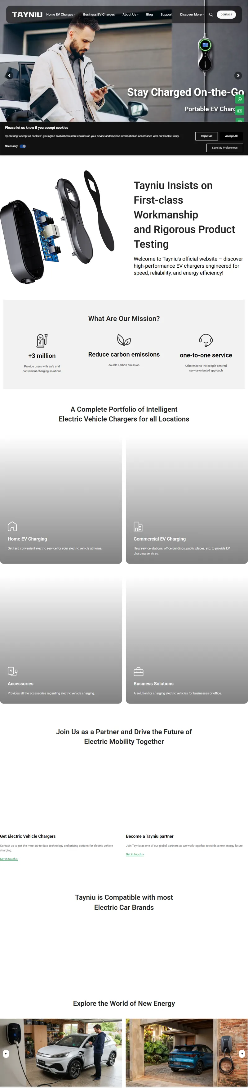 Tayniu Portable EV Charger, EV Charging Station and More 网页长截图